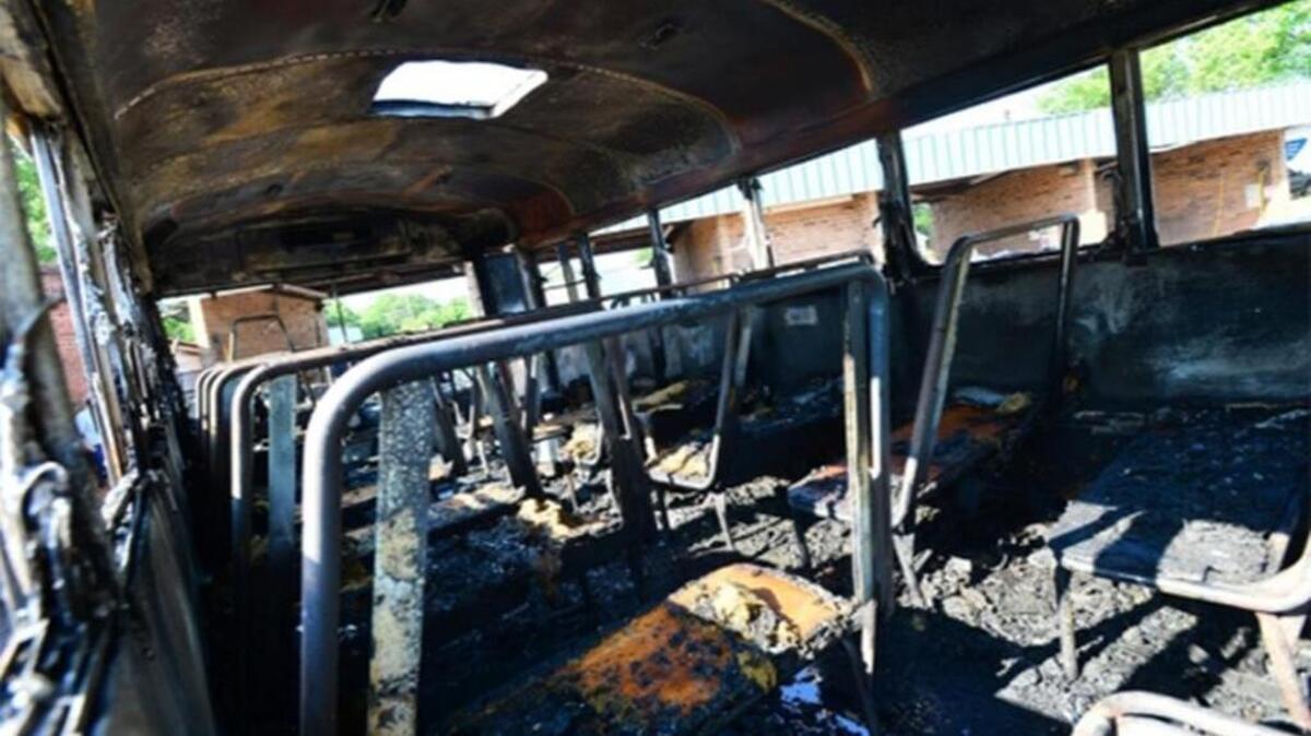 A bus carrying children to a Spartanburg-area elementary school caught fire while on the way to school Tuesday morning. None of the children was injured.