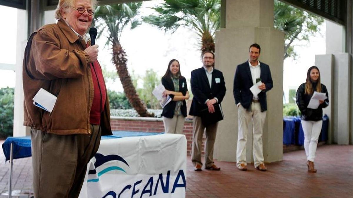 Beaufort Mayor Billy Keyserling speaks in Henry C. Chambers Waterfront Park in 2015.