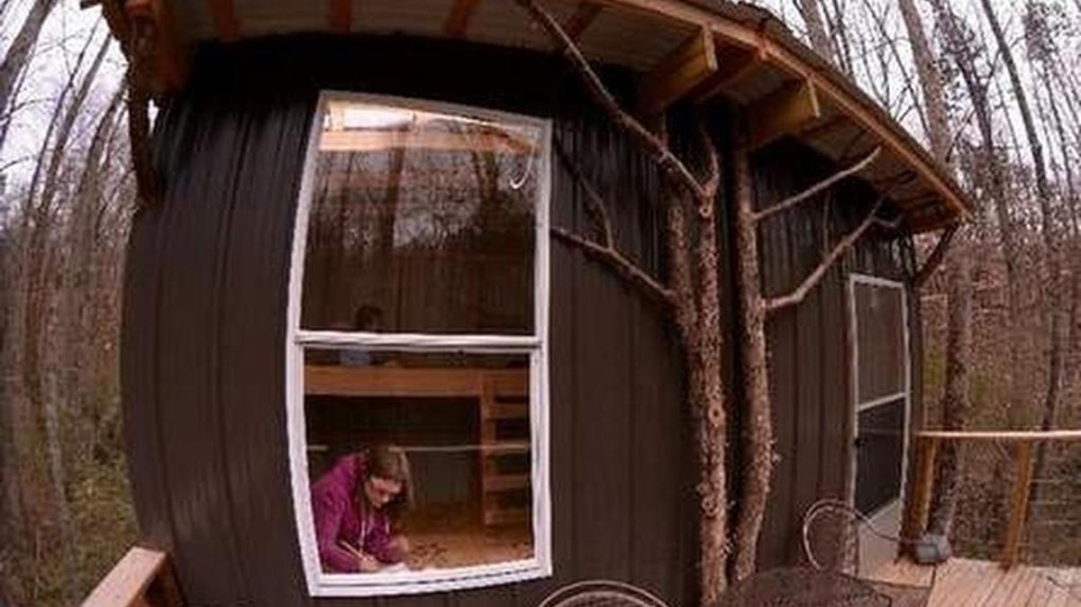 A view of the tree house built by Lynn Rhodes and his girlfriend Katie Cockrell.