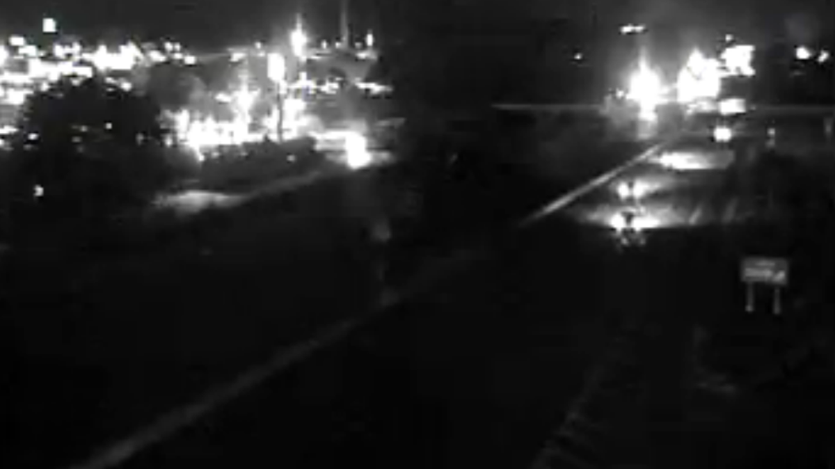 In the distance, traffic can be seen blocked on I-26 near Exit 104 on Monday night.