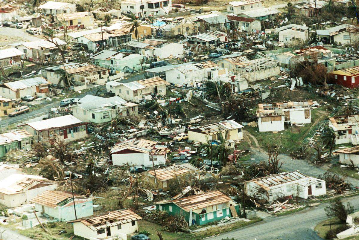 Wrecked and devastated homes of the Ocean Park Section of San Juan, September 18, 1989, from Hurricane Hugo.