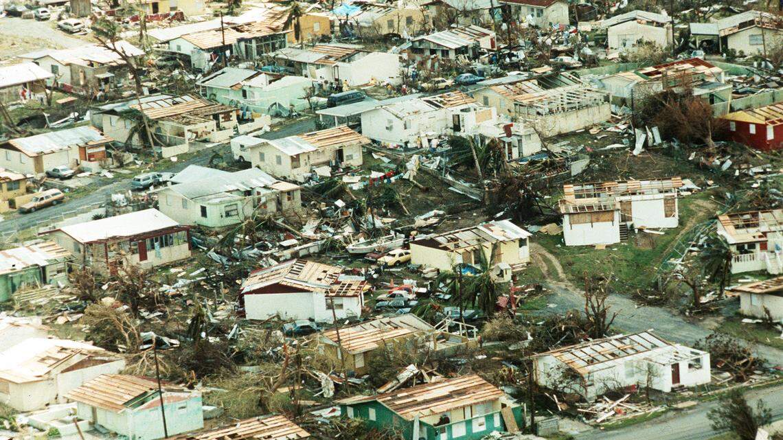 Wrecked and devastated homes of the Ocean Park Section of San Juan, September 18, 1989, from Hurricane Hugo.