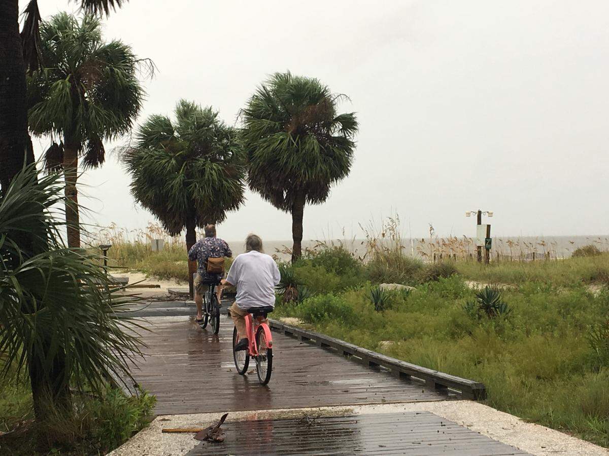 Hurricane Dorian did not deter bicyclists the morning of Thursday, Sept. 5, 2019, who biked on Coligny Beach on Hilton Head Island.