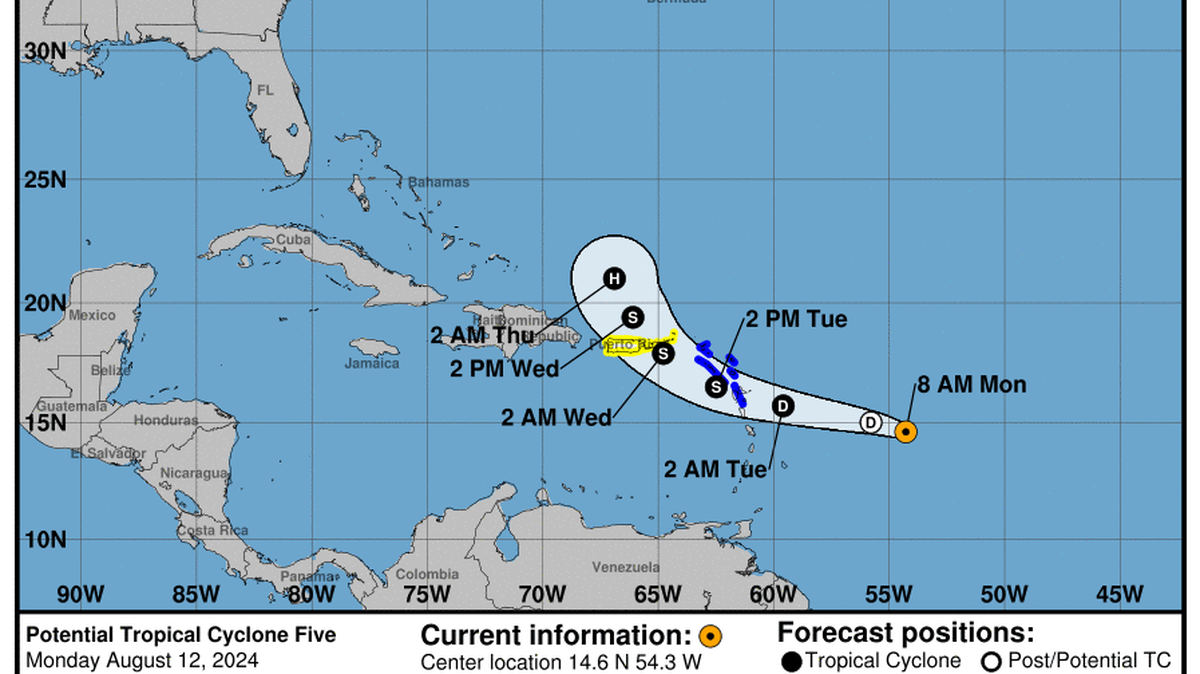 This graphic created by the National Weather Service/NCEP Weather Prediction Center (WPC) shows the projected path.
NATIONAL HURRICANE CENTER