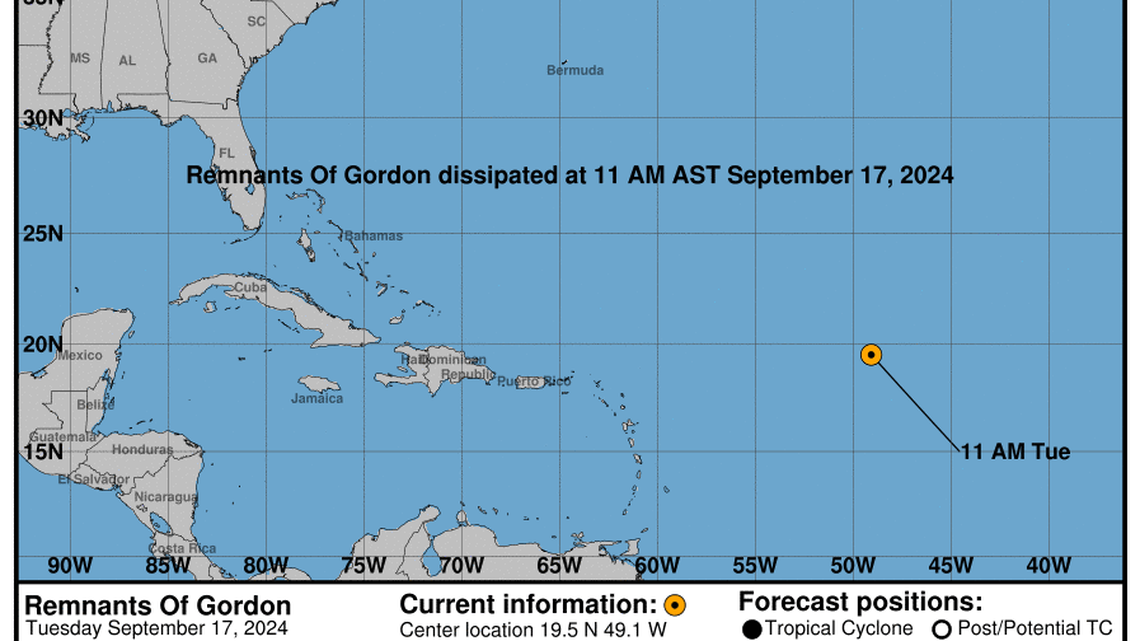 Tuesday, Sep 17 update from the NHC: Latest on Remnants of Gordon