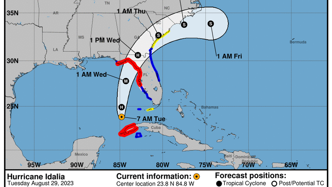 Tropical storm Idalia strengthened to a Category 1 hurricane on Tuesday