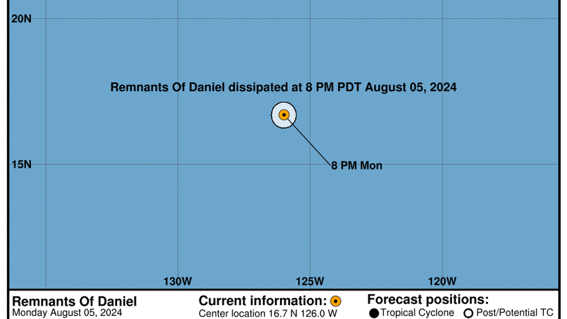 Remnants of Daniel: Monday, Aug 5 status report from the National Hurricane Center
