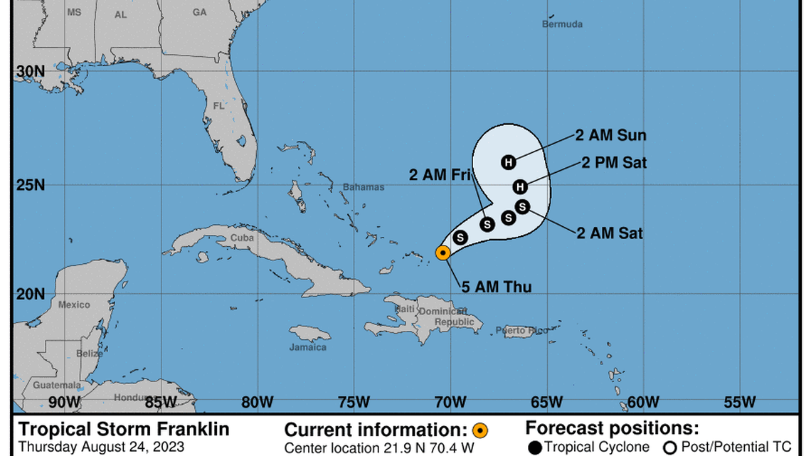 Tropical Storm Franklin is expected to strengthen