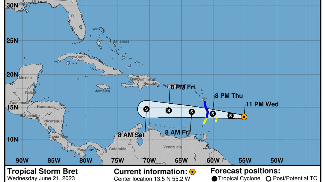 A tropical storm warning has been issued by forecasters for Dominica