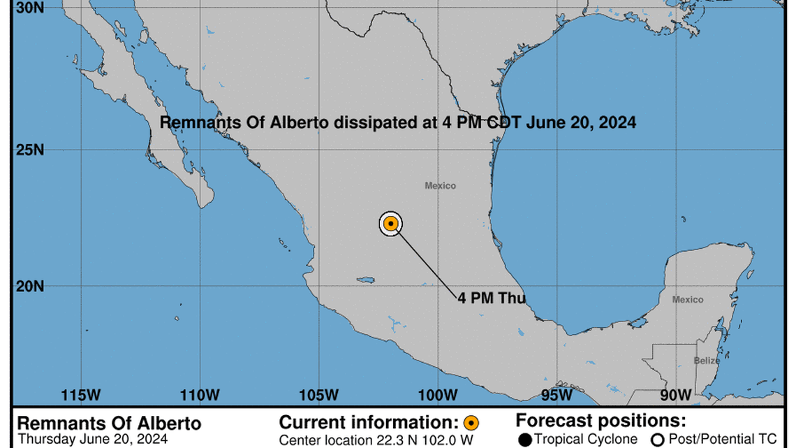 Remnants of Alberto: Thursday, Jun 20 development update from the NHC
