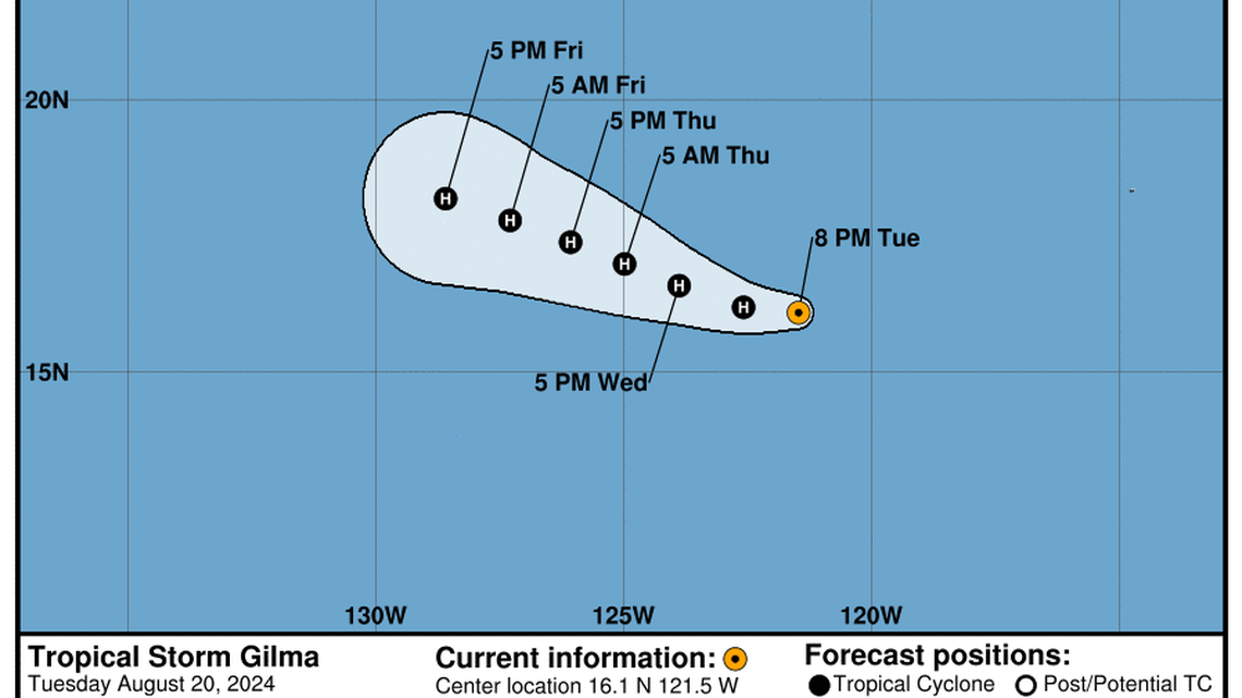 Tropical Storm Gilma: Tuesday, Aug 20 development update from the NHC