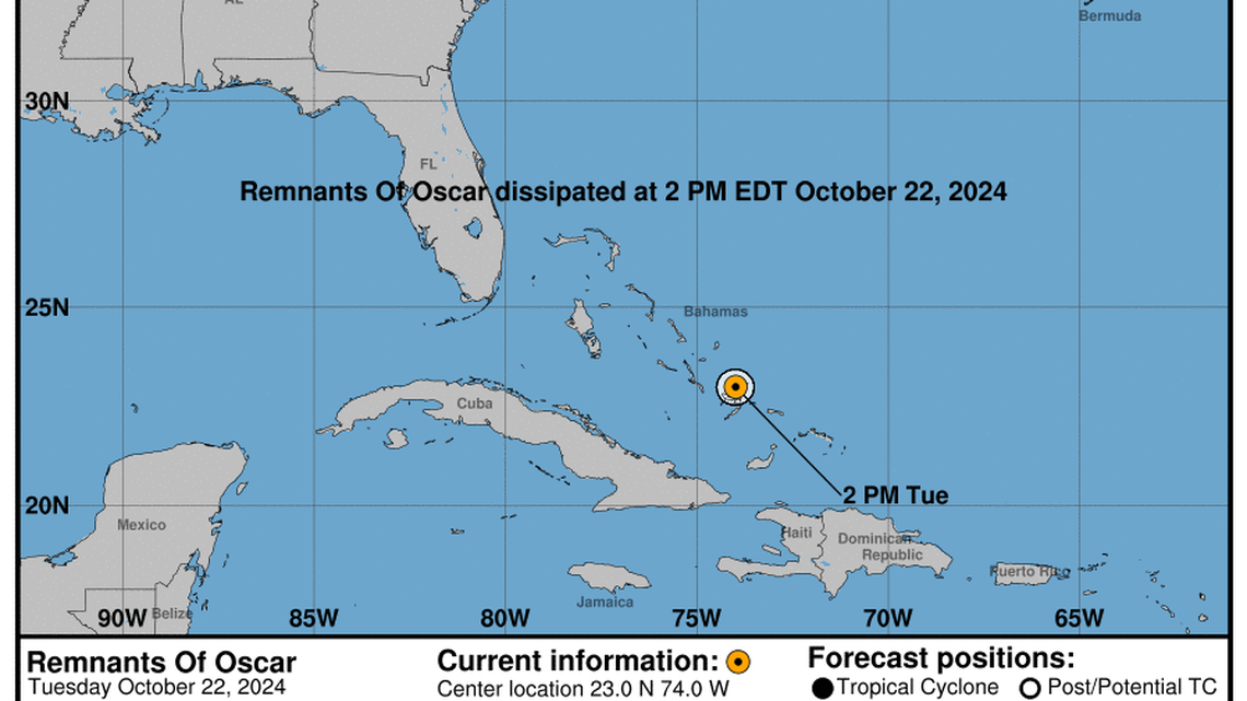 Progress report on Remnants of Oscar: Tuesday, Oct 22 update from the NHC