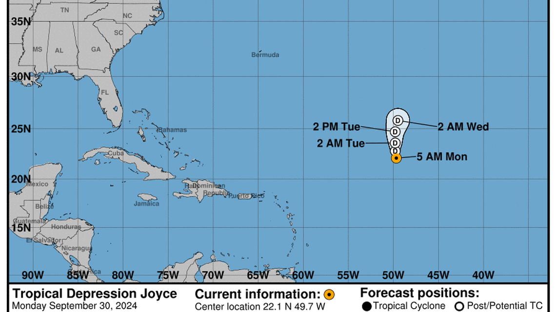 Latest on Tropical Depression Joyce: Monday, Sep 30 update from the National Hurricane Center