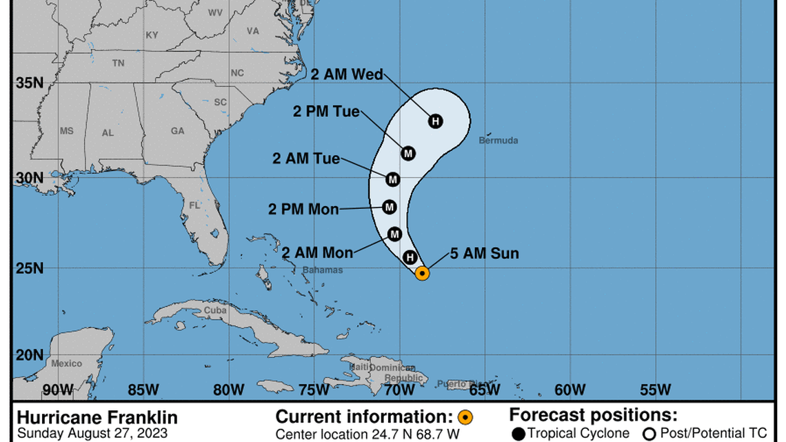 Franklin is forecast to strengthen into a hurricane