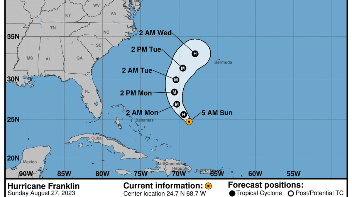 This graphic created by the National Weather Service/NCEP Weather Prediction Center (WPC) shows the projected path.
NATIONAL HURRICANE CENTER