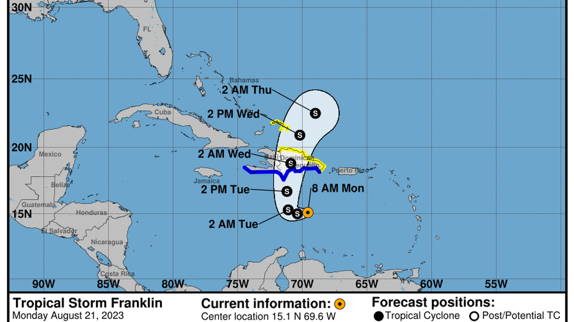 Weathercasters announced a tropical storm watch for the Turks and caicos islands