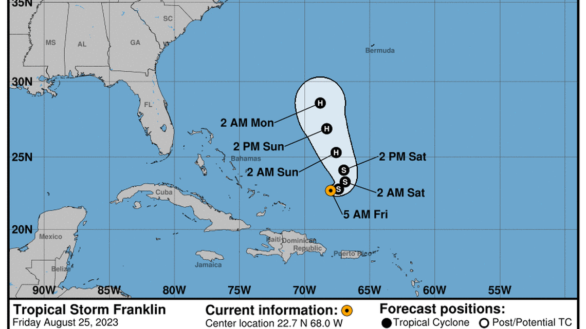 Tropical Storm Franklin is expected to strengthen