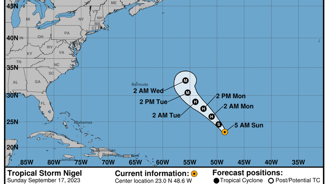 Tropical Storm Nigel updates from the National Hurricane Center for Sunday, Sep 17