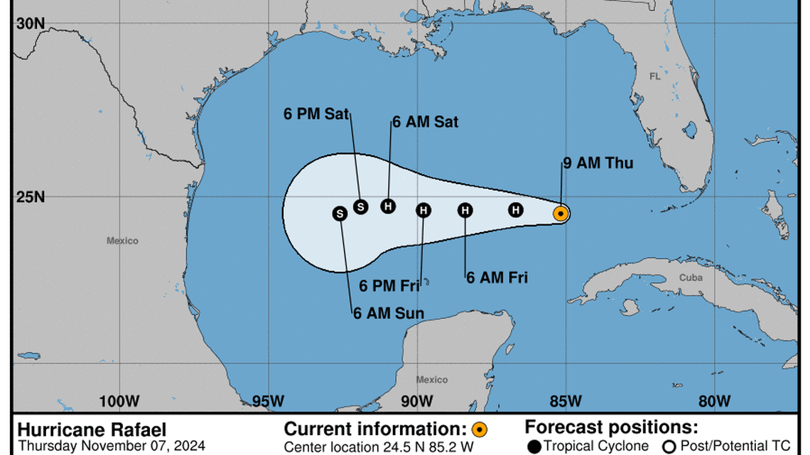Category 2 Hurricane Rafael: Thursday, Nov 7 status report from the NHC