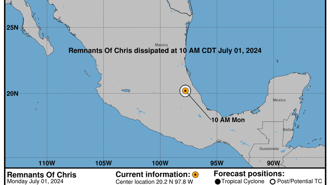 Monday, Jul 1: Latest developments on Remnants of Chris from the National Hurricane Center