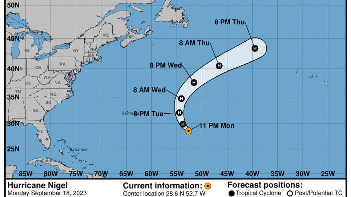 Tropical storm Nigel became a Category 1 hurricane on Monday