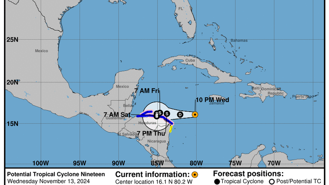 Wednesday, Nov 13: Latest insights on the Potential Tropical Cyclone from the National Hurricane Center