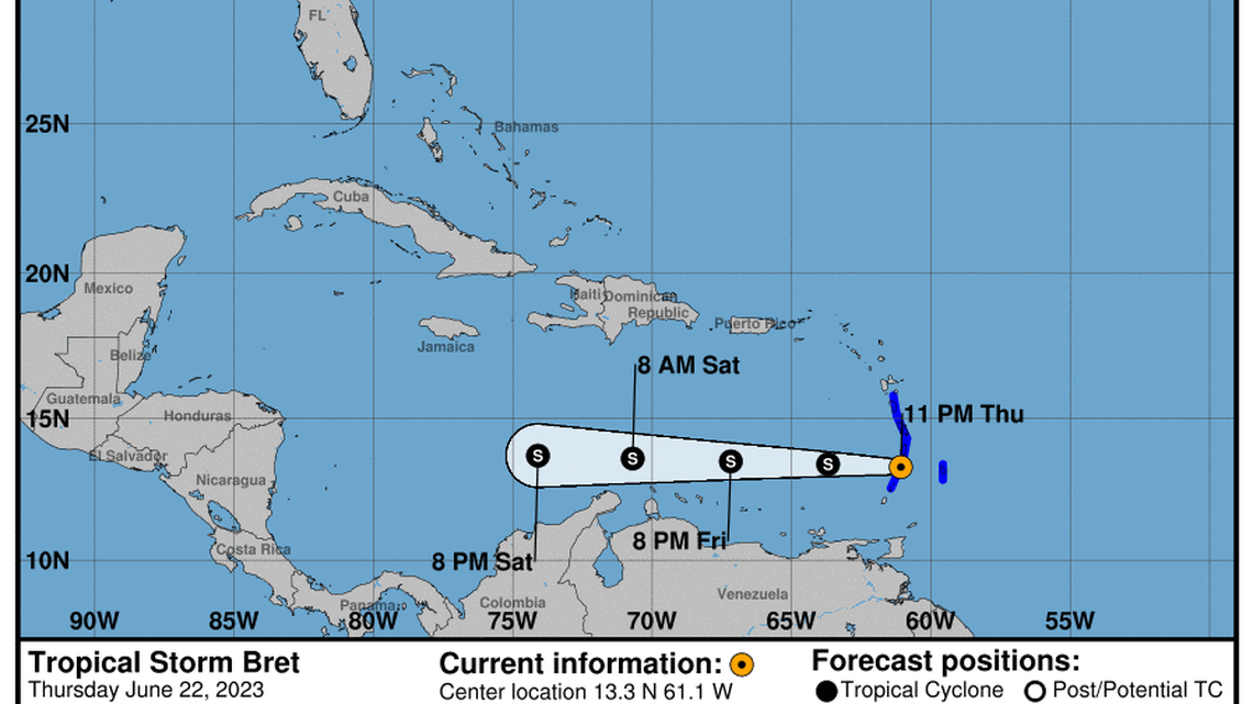 Bret, brewed in the Caribbean Sea, is expected to make landfall on the coast of Saint Vincent and the Grenadines.