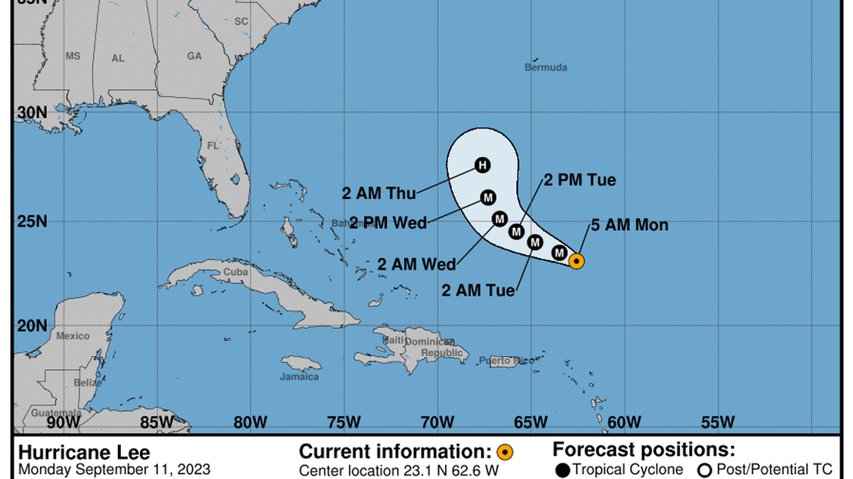 This graphic created by the National Weather Service/NCEP Weather Prediction Center (WPC) shows the projected path.
NATIONAL HURRICANE CENTER