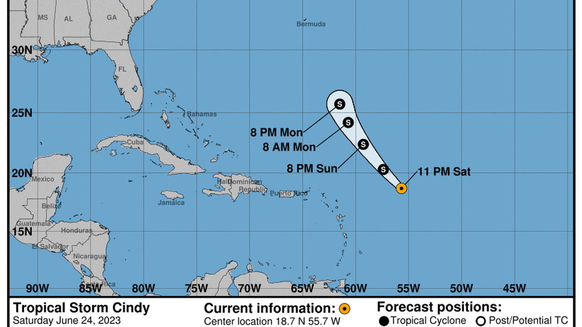 Tropical Storm Cindy: ‘... Cindy should pass well to the northeast of the northernmost Leeward Islands’