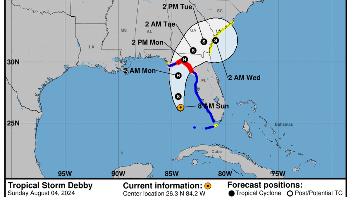 This graphic created by the National Weather Service/NCEP Weather Prediction Center (WPC) shows the projected path.
NATIONAL HURRICANE CENTER