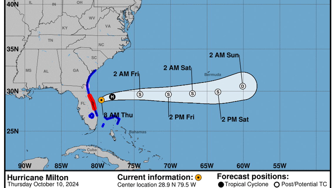 Category 1 Hurricane Milton: Thursday, Oct 10 status update from the NHC