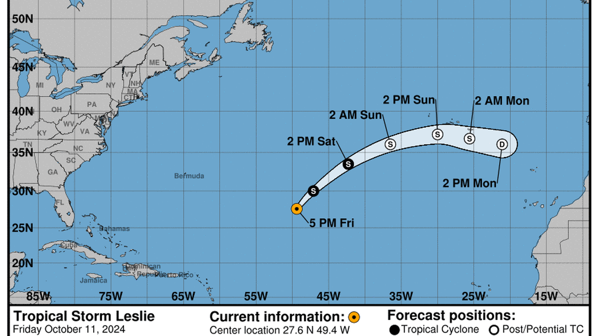 This graphic created by the National Weather Service/NCEP Weather Prediction Center (WPC) shows the projected path.
NATIONAL HURRICANE CENTER