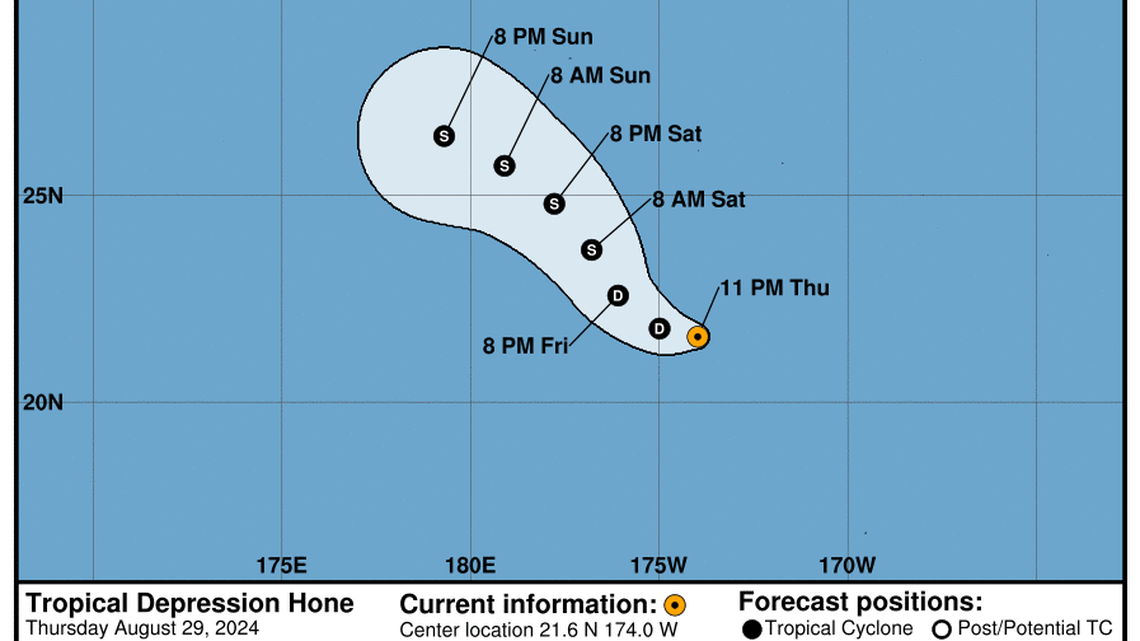 Friday, Aug 30: Latest update on Tropical Depression Hone from the NHC