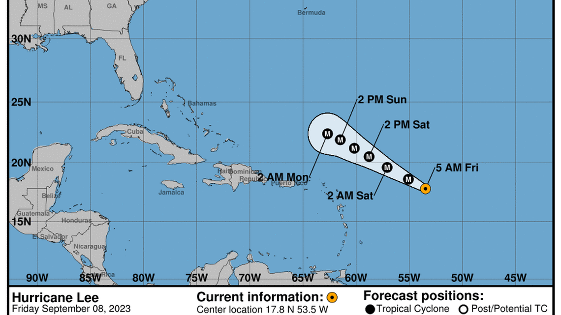 Category 5 Hurricane Lee updates from the National Hurricane Center for Friday, Sep 08