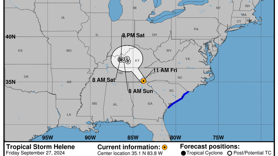 Friday, Sep 27 update from the NHC: Latest on Tropical Storm Helene