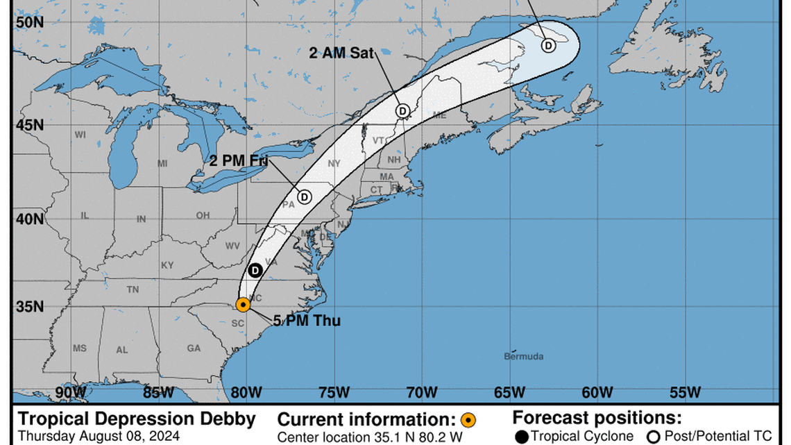 Tropical Depression Debby: Thursday, Aug 8 update from the National Hurricane Center on latest developments