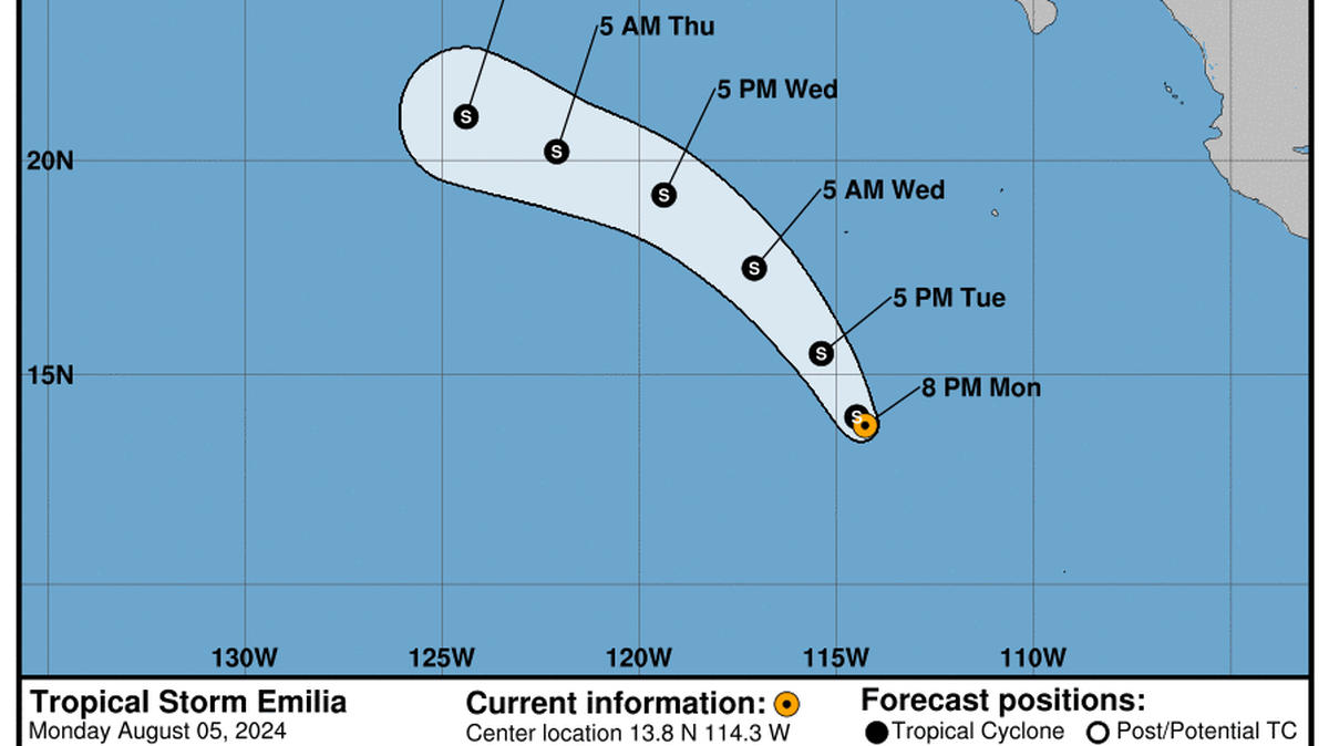 This graphic created by the National Weather Service/NCEP Weather Prediction Center (WPC) shows the projected path.
NATIONAL HURRICANE CENTER