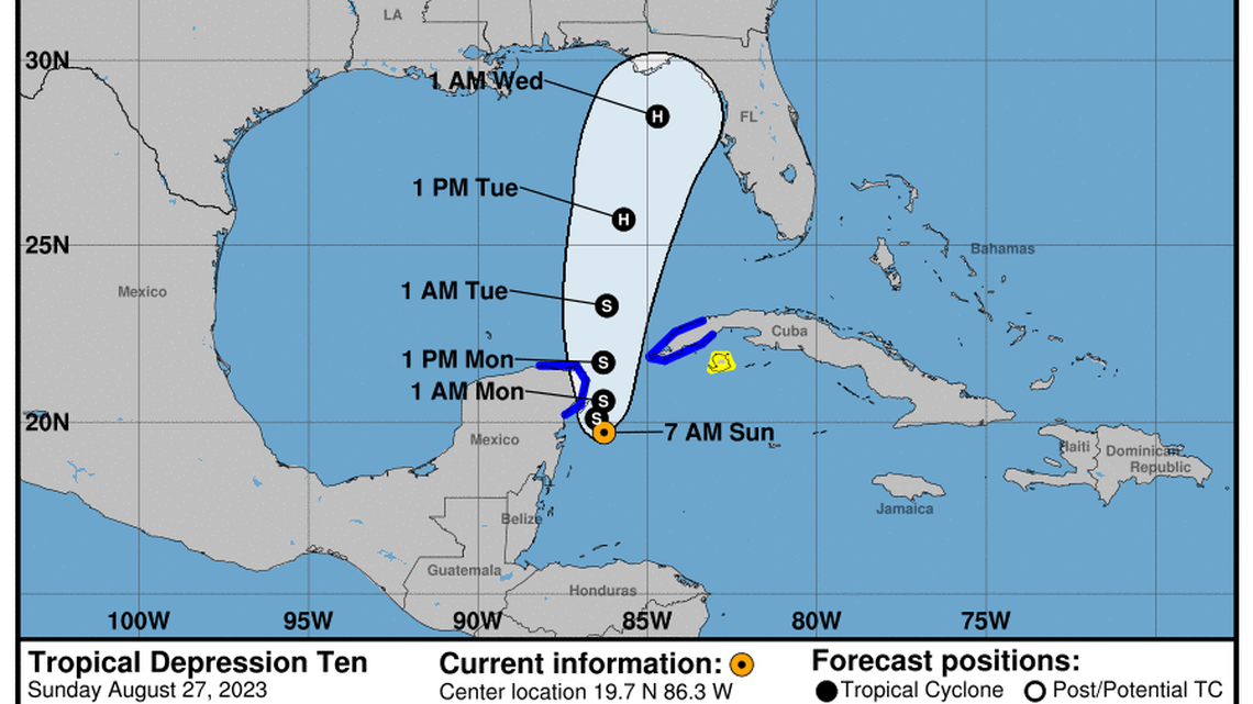 The tropical depression in Mexico shifted course and targeted Caribbean Sea