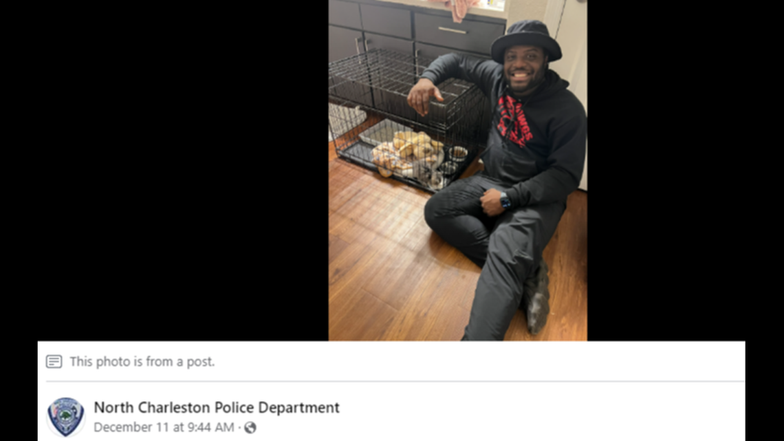 A South Carolina police officer made a rescued kitten part of his family, officials said.