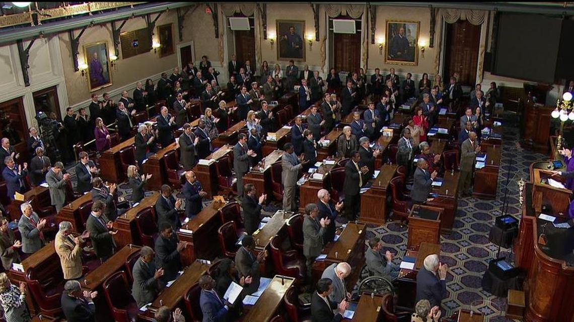 Members of the SC House and Senate applaud during Gov Henry McMaster’ state of the state address in January.