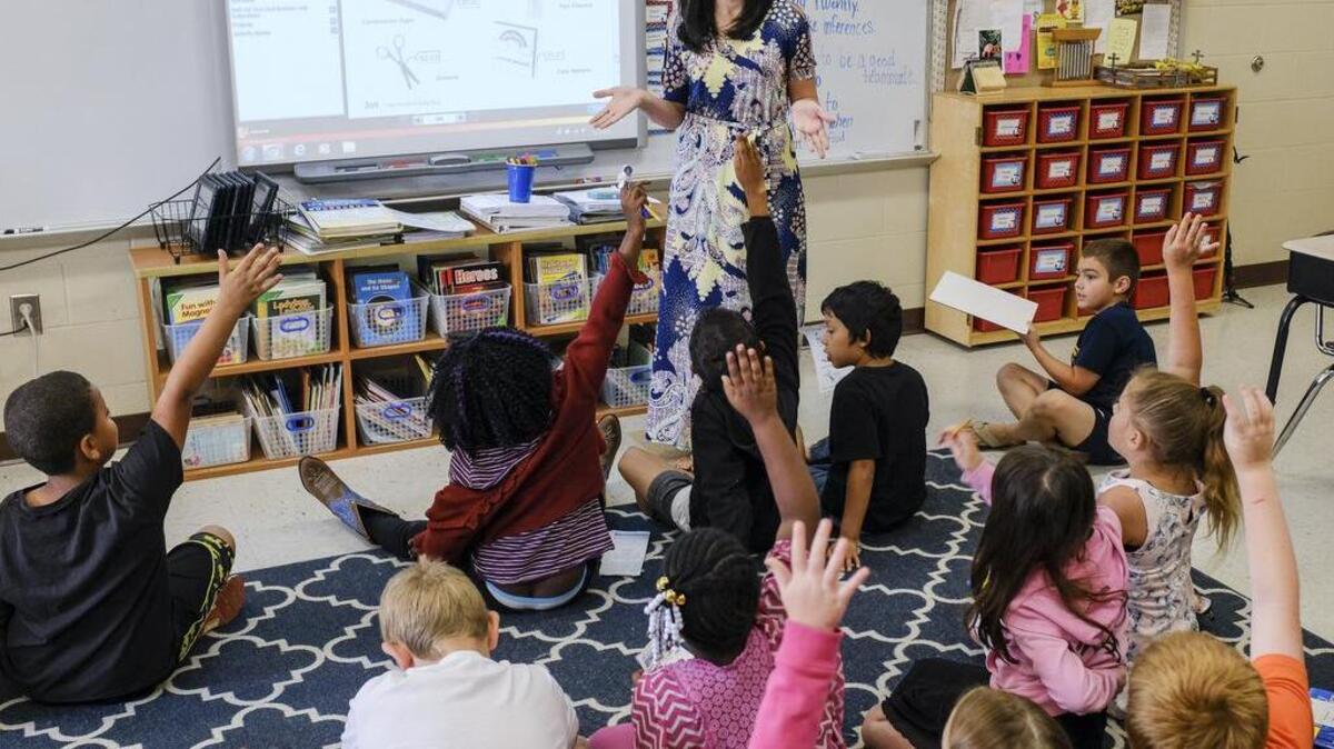 2017 Teacher of the Year Whitney Glenn works with her second grade class at Pee Dee Elementary School.