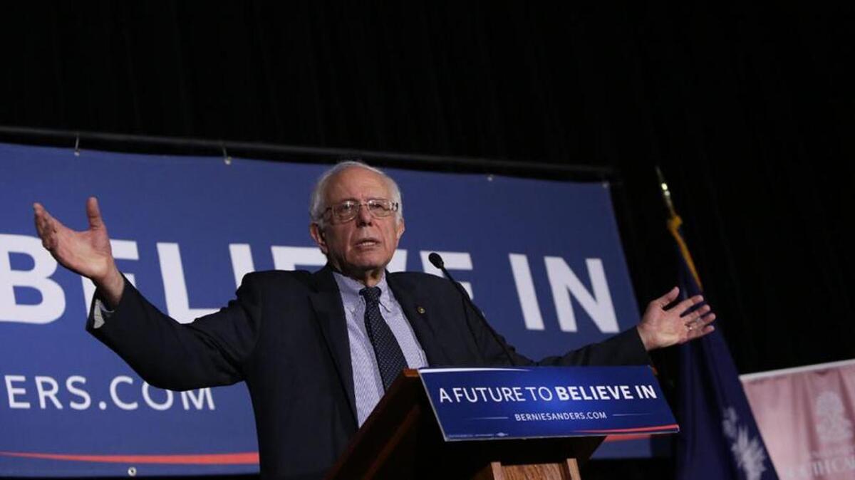 Presidential candidate Bernie Sanders speaks at the University of South Carolina.