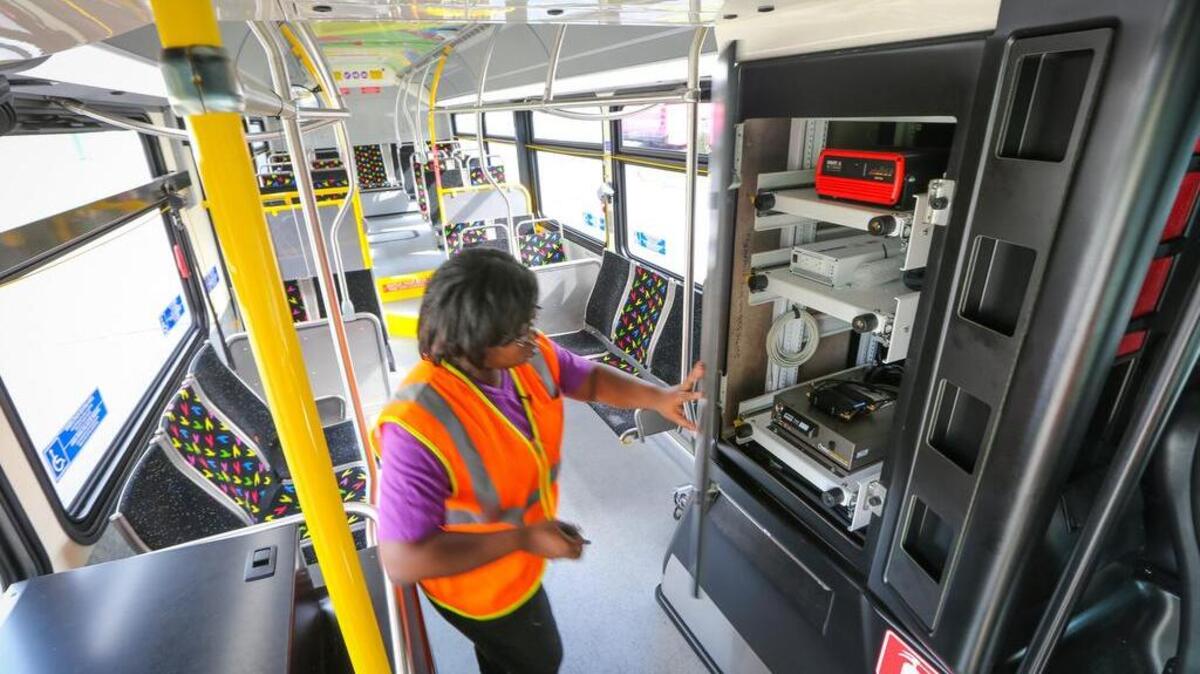 New, high-tech buses being rolled out by The COMET bus system feature security cameras, UBS ports, free WiFi, an automated sound system that announces stops and smartphone-connected boxes to pay bus fares.