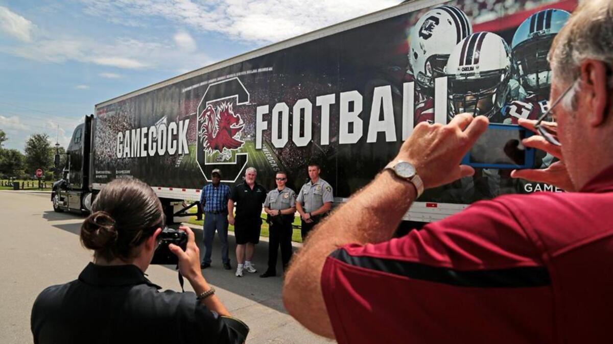 USC students and fans filled two trucks with donations for the flood victims in Baton Rouge.