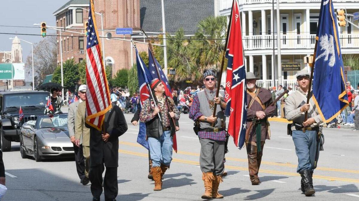 Among those marching in Columbia’s Veterans Day Parade were Confederate re-enactors and other Confederate flag supporters.