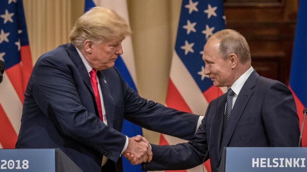 HELSINKI, FINLAND - JULY 16:  U.S. President Donald Trump (L) and Russian President Vladimir Putin shake hands during a joint press conference after their summit on July 16, 2018 in Helsinki, Finland. The two leaders met one-on-one and discussed a range of issues including the 2016 U.S Election collusion.  (Photo by Chris McGrath/Getty Images)
