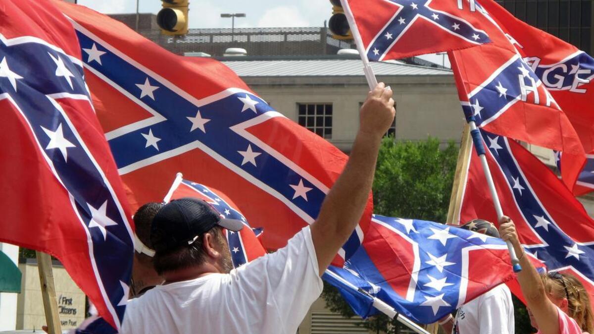 
Confederate flag supporters turned out in June to protest the effort to remove the banner from the SC State House grounds.

