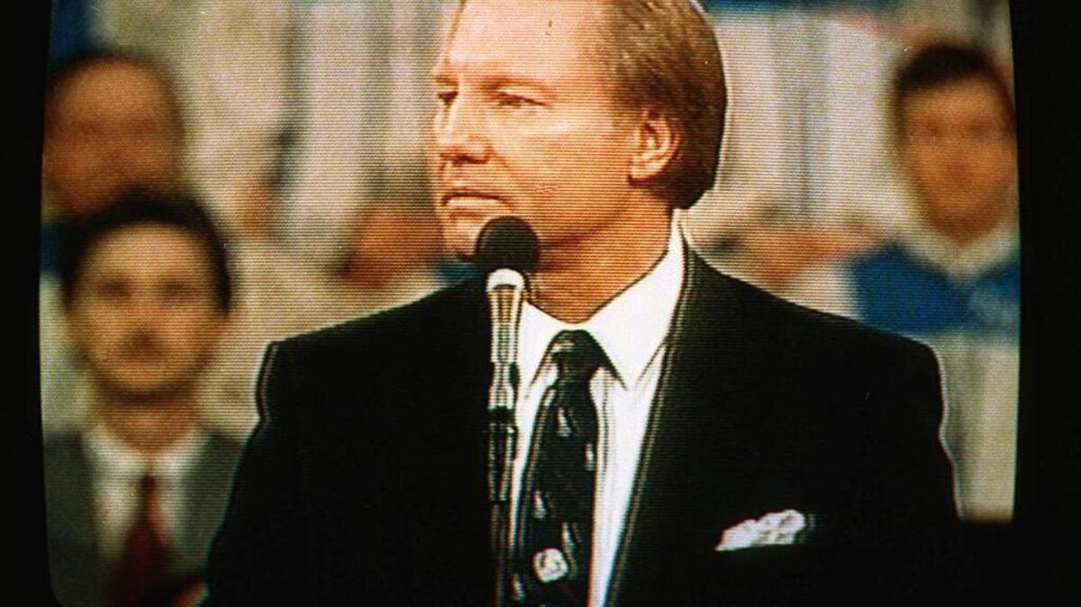 Televangelist Jimmy Swaggart was defrocked over sexual scandals with prostitutes in the 1980s.