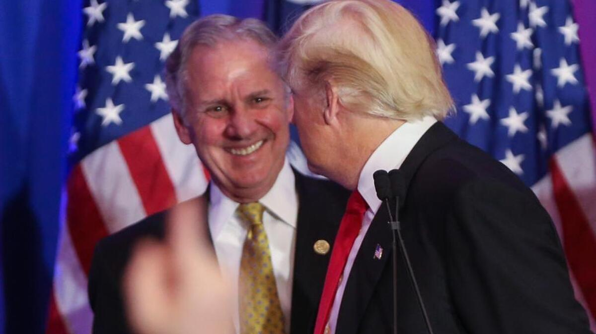 SC Lt Gov Henry McMaster shares the stage with Republican presidential candidate Donald Trump