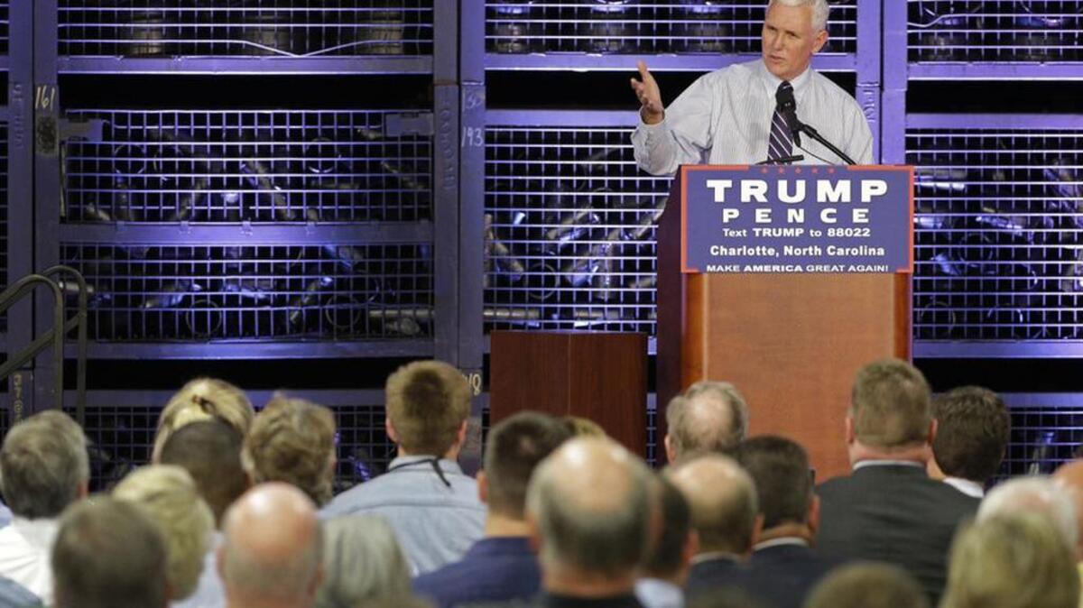 Republican vice presidential candidate Indiana Gov. Mike Pence